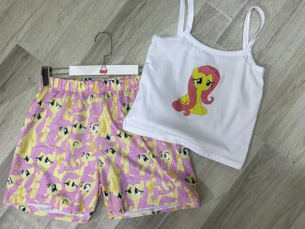 My Little Pony Fluttershy Baskılı Şortlu Takım
