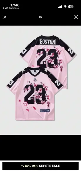 Boston 23 Sakura Baskılı Pembe Forma Tişört